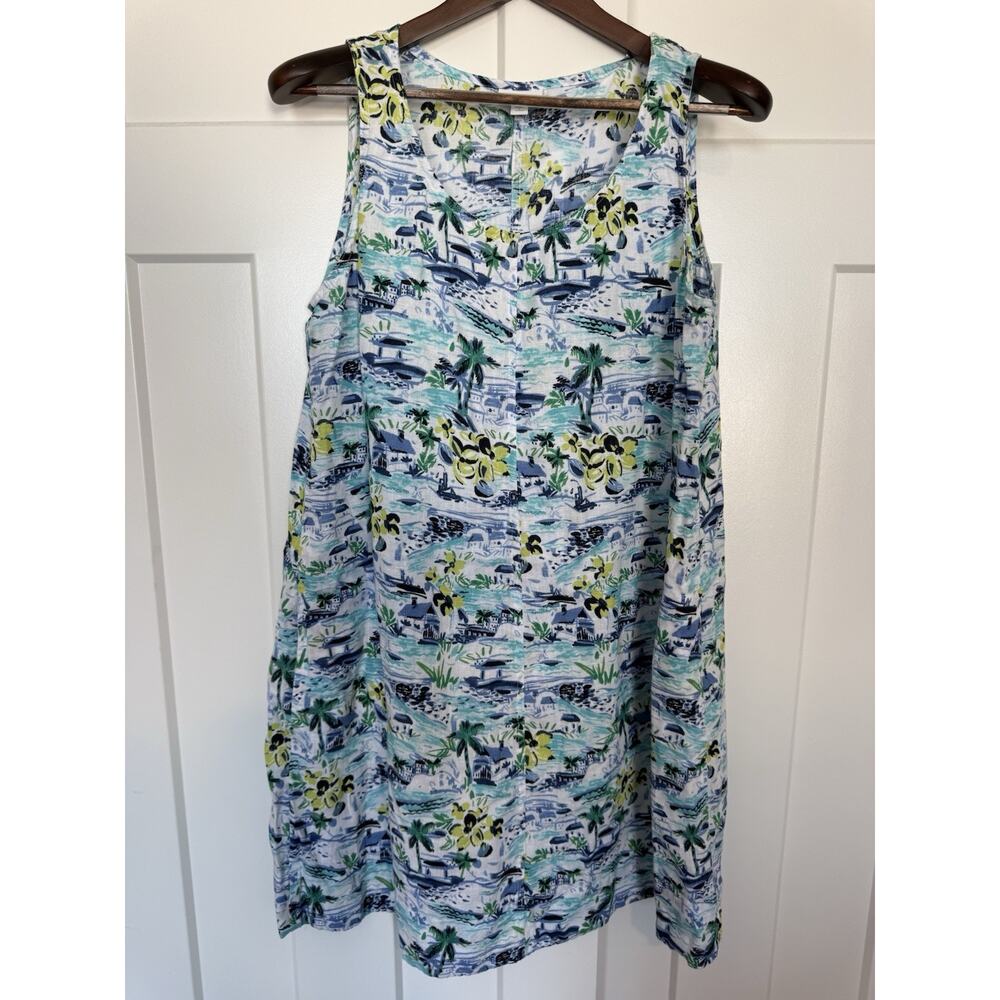 J.Jill Shift Dress 100% Linen Large Petite Sleeveless Beach Resort Coastal